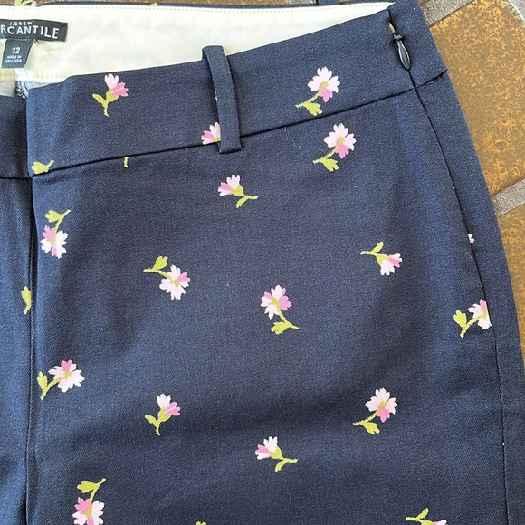 NWT J. Crew Mercantile Navy & Pink Floral Print Cropped Pant - Picture 6 of 13